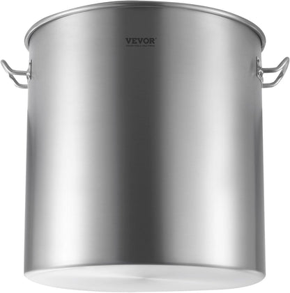 VEVOR Stainless Steel Stockpot, 42 Quart Large Cooking Pots, Cookware Sauce Pot with Strainer, Lid, and Handle, Heavy Duty Commercial Grade Stock Pot, Sanding Treatment, for Large Groups Events Silver