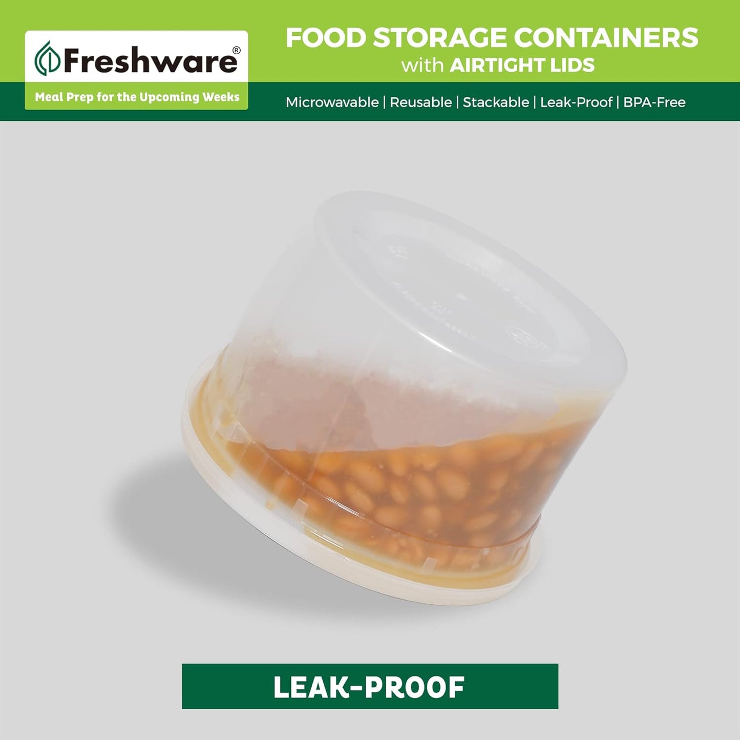 Freshware Food Storage Containers [24 Set] 32 oz Plastic Deli Containers with Lids, Slime, Soup, Meal Prep Containers, BPA Free, Stackable, Leakproof, Dishwasher and Freezer Safe, Translucent