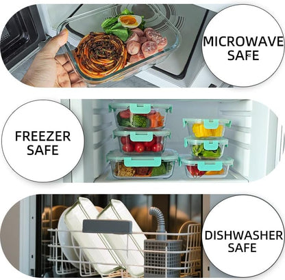12 Pack Glass Storage Containers Transparent, Stackable Design Meal Prep Containers for Food Storage, Home, Kitchen & Pantry Organization, Microwave/Freezer/Dishwasher Safe