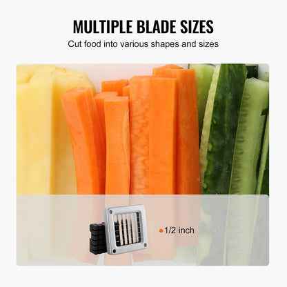 VEVOR French Fry Cutter, Potato Slicer with 1/2-Inch and 3/8-Inch Stainless Steel Blades, Manual Potato Cutter Chopper with Suction Cups, Great for Potato, French Fries, Cucumber, Vegetables, Carrot
