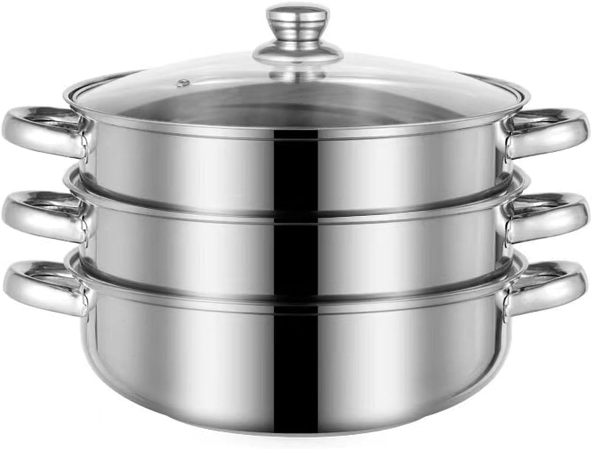 Steamer for Cooking, 5.0 Quarts Stainless Steel Steamer Pot, 2-Tier Food Steam Pots with Lid for Cooking Vegetables, Seafood, Soups, Stews and Pasta, 11 x 6.1 inch
