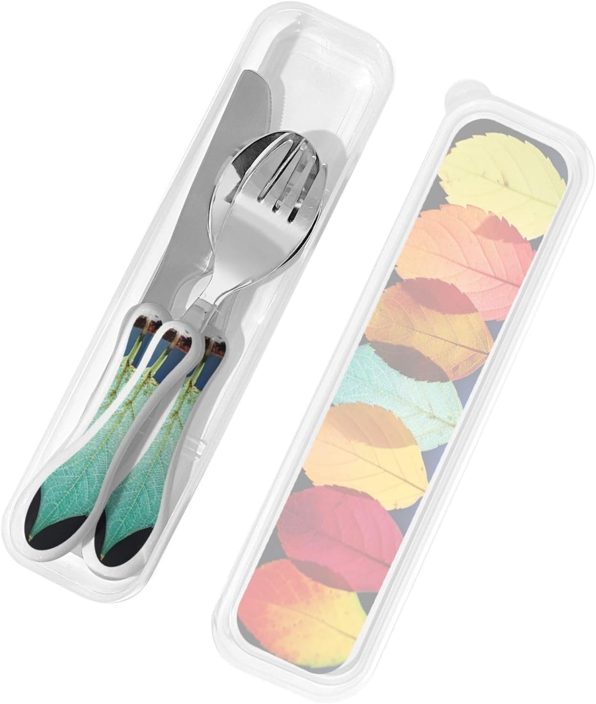 3-Piece Kids Silverware Set With Storage Case, Stainless Steel Reusable Children Safe Knife Spoon Fork Set Cute Kittens Children Flatware Set For Kids Lunch Box