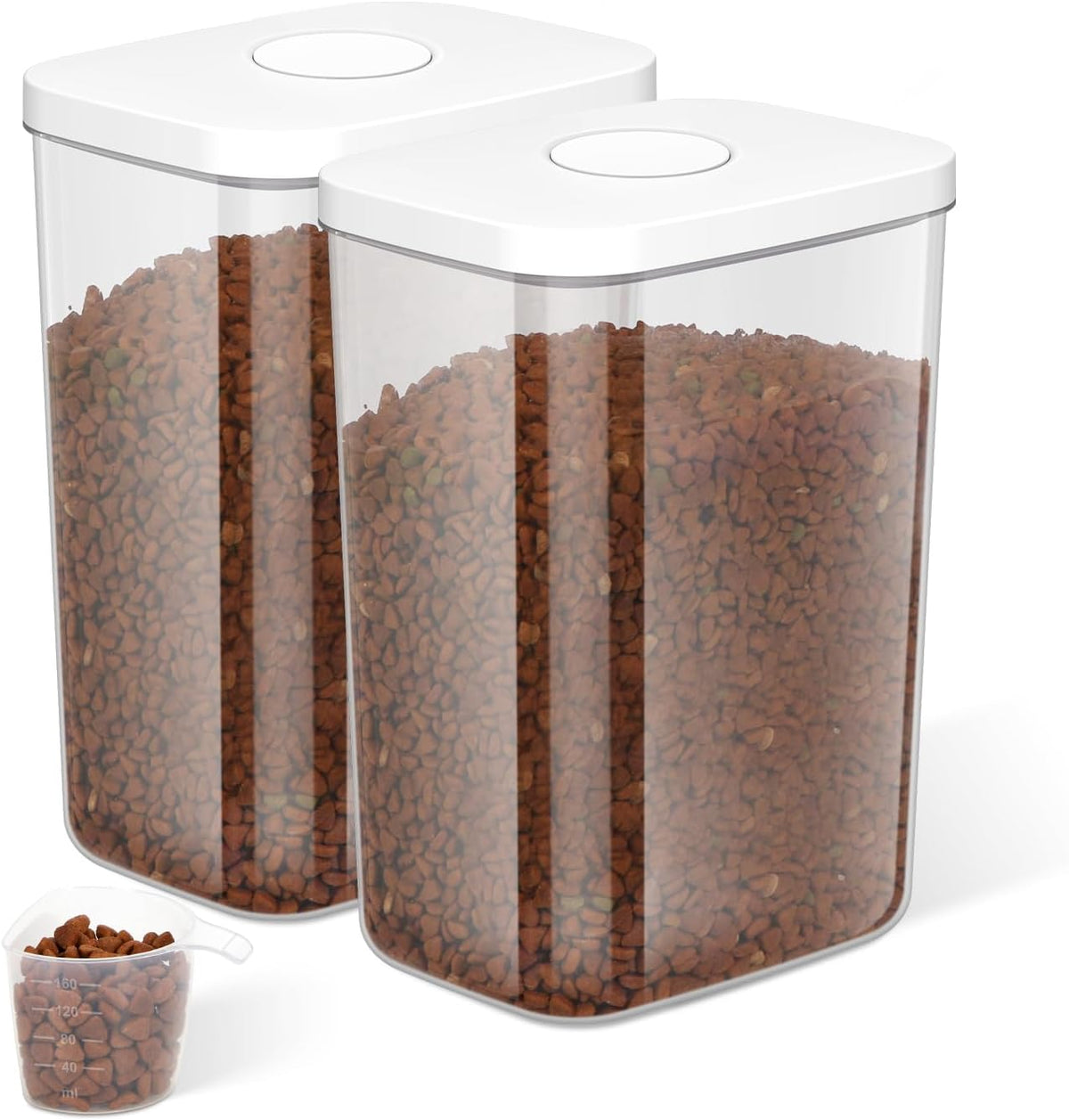 LEAWALK 10Lbs/10.57Qt Airtight Dog Cat Food Storage Container and Dog Treat Containers BPA-Free, PET Clear Stackable Pet Storage Bin, Pop Top, 1-Cup Scoop for Pet Food/Rice/Flour/Bread/Grains