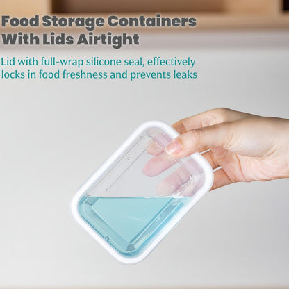 Refrigerator Organizer With Integrated Flip-Top Lid,Clear Airtight Fruit Storage Containers For Fridge,Meal Prep Containers Reusable,Microwave and Freezer Safe,BPA Free, 6 Pack Set (3x30oz, 3x10oz)