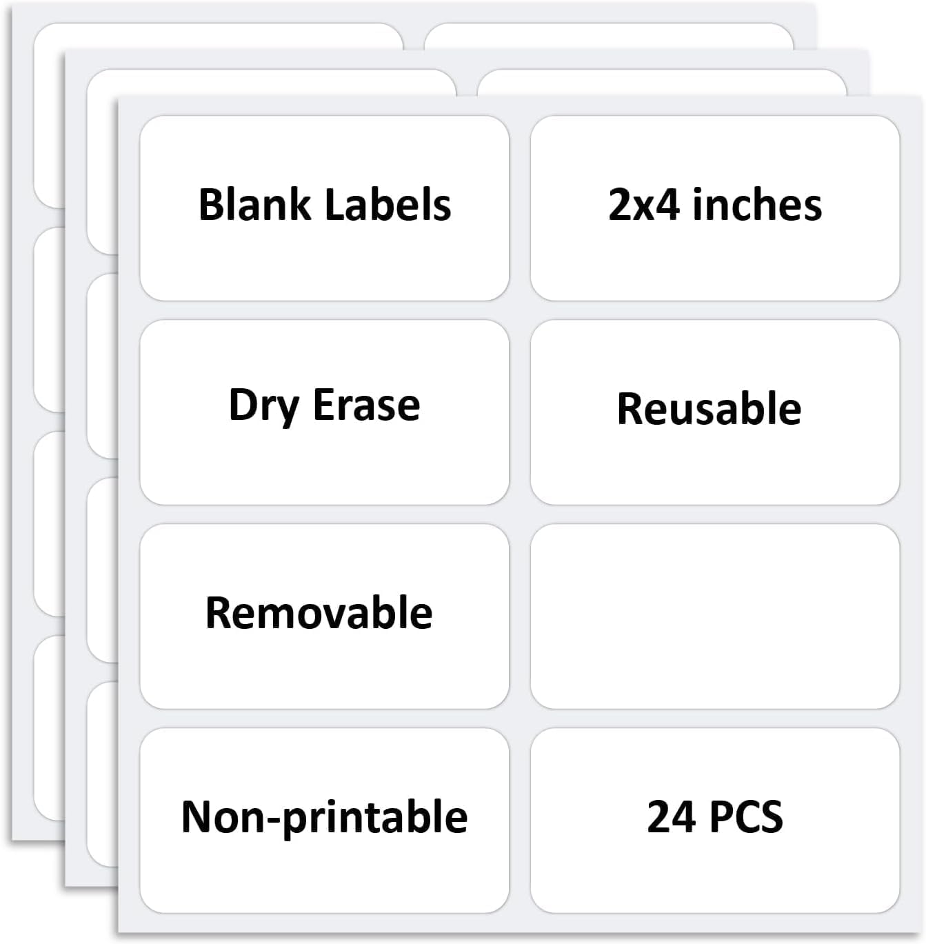SVNOOC Multi-Use Removable Dry Erase Labels Stickers, White, Reusable Sticky Notes for Kitchen Office School All Purpose Use(1.25 * 3.5 inches White)