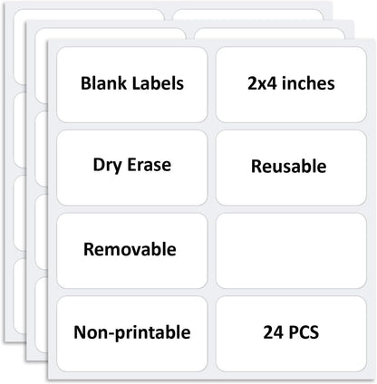 SVNOOC Multi-Use Removable Dry Erase Labels Stickers, White, Reusable Sticky Notes for Kitchen Office School All Purpose Use(1.25 * 3.5 inches White)