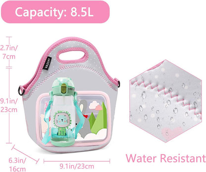 VASCHY Lunch Bag for Kids, Insulated Neoprene Lightweight Lunch Box Bag for Children Boys and Girls School Daycare Kindergarten Dinosaur