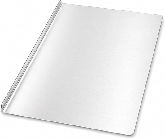 Stainless Steel Cutting Board with Lip, L-shaped Metal Chopping Board for Kitchen, Large Cutting Board for Meat, Fruits, Vegetables, Bread & Dough Rolling, Dishwaher Safe (15.8"L x 11.8"W)