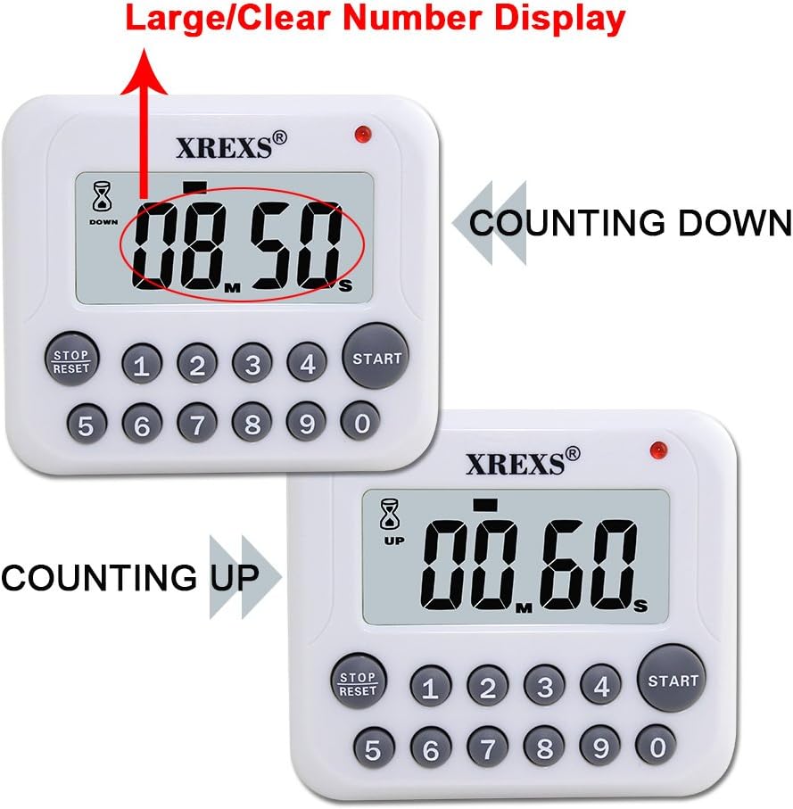 XREXS Digital Kitchen Timer Magnetic Countdown Up Cooking Timer Clock