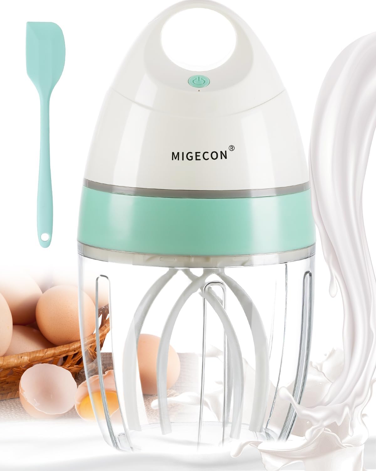 MIGECON Stand Mixer, Small Electric Mixer Kitchen Egg Beater Milk Frother