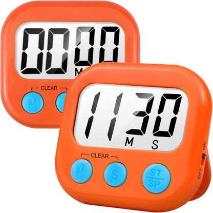 AOUCE Digital Kitchen Timers for Cooking, Timer for Kids 2 Pack White