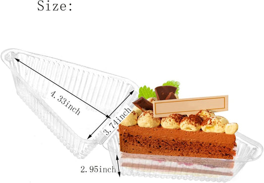Goiio 300 Pieces Cake Slice Plastic Containers, 4.33 Inches Hinged Lid Cheese Cake Container, for Home, Bakery and Cafe