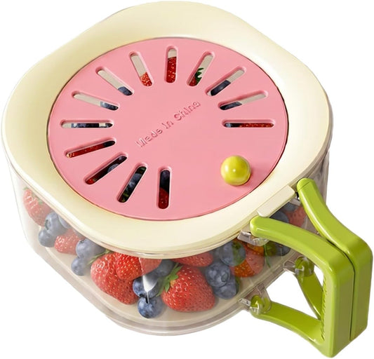 Fridge Produce Storage Container with Drain Colander & Vent Lid