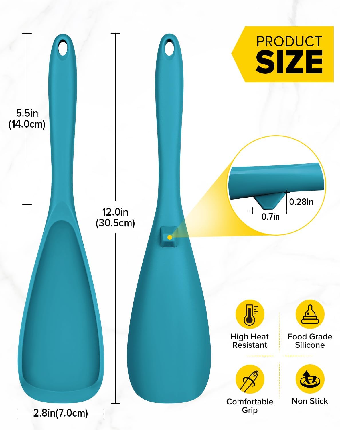 Pack of 2 Cooking Spoons for Non Stick Cookware, Multifunction Spatula Spoon BPA-Free, One-Piece Design, Suitable for Scooping, Scraping, Serving and Mixing(BLACK-GRAY)