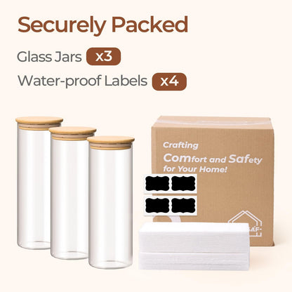ComSaf 2Pcs Large Glass Storage Containers with Lids 4Qt, 1 Gallon Wide Mouth Flour Sugar Storage Containers, Large Capacity and Sealed for Rice, Cereal, Oat, Easy Clean and Scoop, Pantry Organization