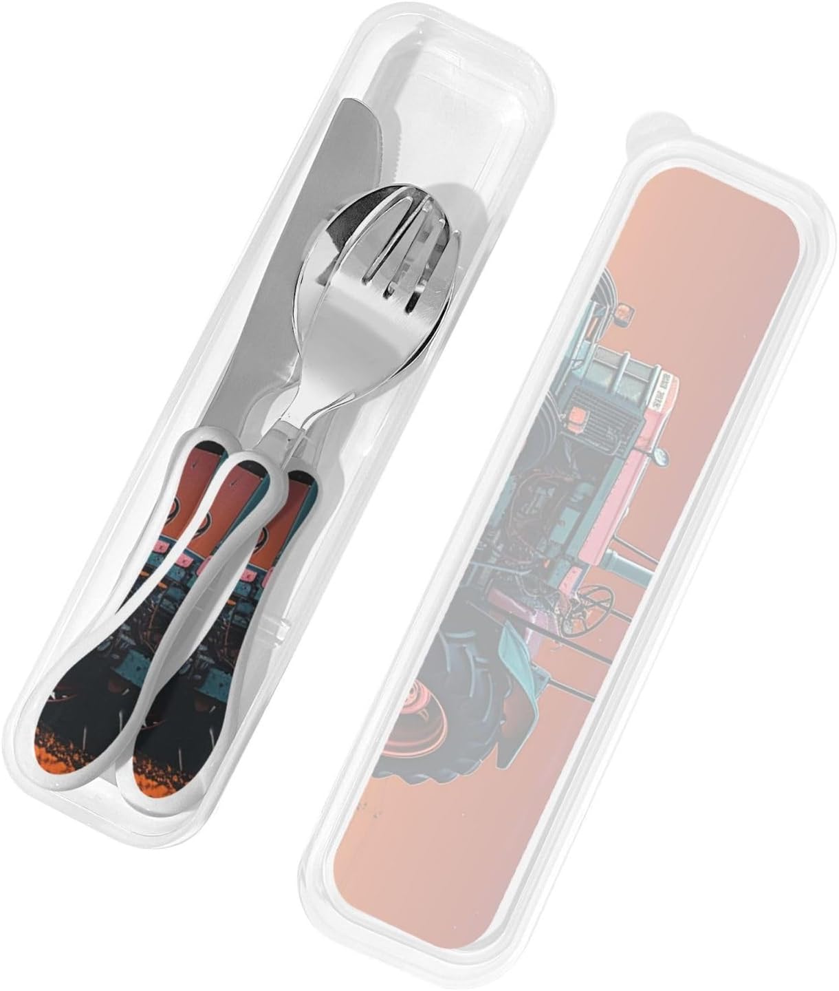 3-Piece Kids Silverware Set With Storage Case, Stainless Steel Reusable Children Safe Knife Spoon Fork Set Butterfly On Beautiful Flower Children Flatware Set For Kids Lunch Box