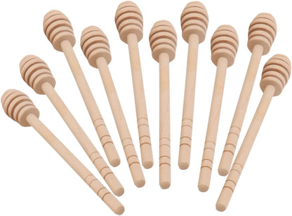 6 inch Wooden Honey Mixing Stirrer Dipper Stick Collecting Dispensing Drizzling Honey Spoon Dipper Jam Portable Wedding Party Gift (100, 6Inch)