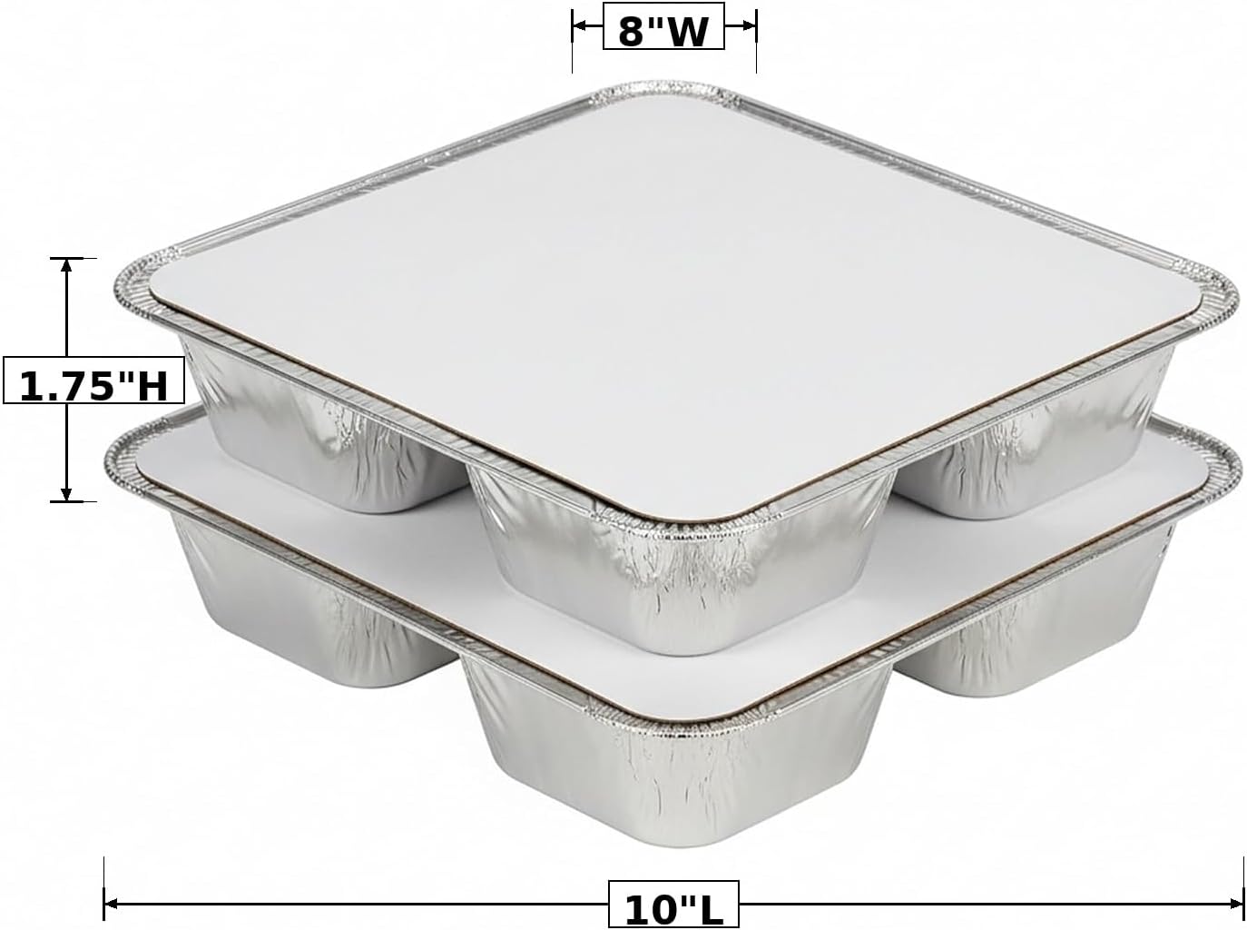 8.5x6.5x1.5 Inch 3-Compartment Aluminum Foil Tray with Paperboard Lid, 20 Sets | Commercial Disposable Combo Pack for Catering, Takeout, Meal Prep