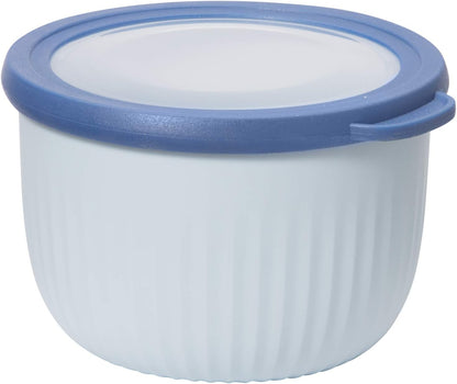 Oggi Prep, Store & Serve Plastic Bowl w/See-Thru Lid- Dishwasher, Microwave & Freezer Safe, (4 qt) Lt Gray w/Dk Gray Lid