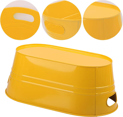 3 Pack 15.3" x 9" x 6" Yellow Metal Galvanized Tub with Handles, 3 Gallon Large Beverage Tubs for Parties, Beer, Wine, and Cocktails, Rust-Proof and Durable Ice Buckets