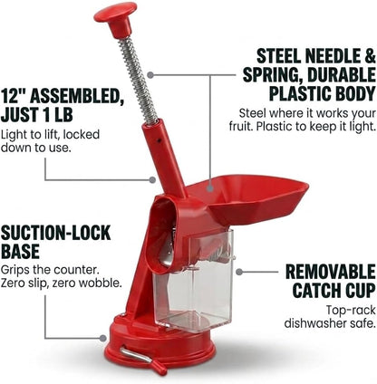 Cherry Pitter, Olive Stoner, Stainless Steel Plunger, Suction Base