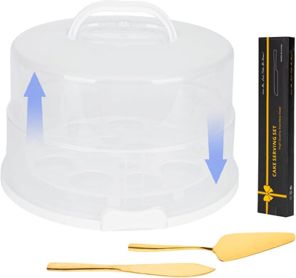 12 Inch Cake Carrier with Lid and Handle – Heavy-Duty Cake Container for Baking Events & Outdoor Trips | Adjustable Height,Portable Food Cake Carrier Storage Solution for Picnics & Camping