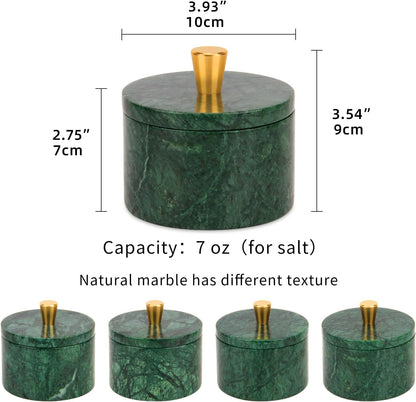 Marble Salt Cellar with Lid, Viva Jade, 4 inch