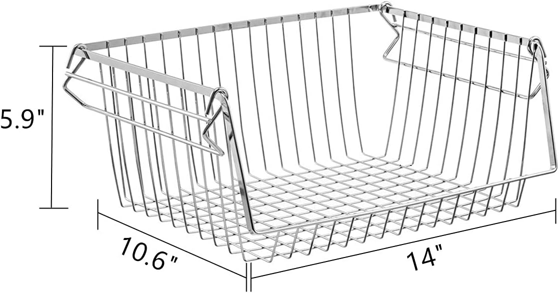 SANNO 14" Stacking Baskets Bin Wire Storage Baskets Organization Farmhouse Scoop Baksket for Pantry, Kitchen, Closets, Bathroom, Cabinets, Kitchen, Narrow, Set of 3