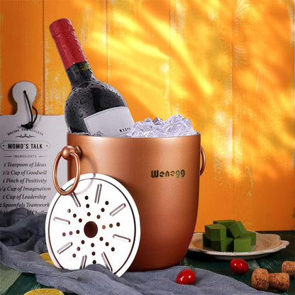 Ice Bucket with Lid, Scoop, Tongs and Strainer - Well Made Insulated Stainless Steel Keep Ice Frozen Longer - Ideal for Cocktail Bar, Parties, Chilling Wine, Champagne - 3 Liter (Stainless Steel)