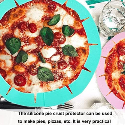 Adjustable Pie Crust Shield,Pie Edge Protector Tools,Round Silicone Baking Cake Pizza Cover,BPA-Free,for Halloween Christmas Party Baking,Fits 8-11.5 Inches Pie (Green-2PCS)