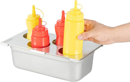 Restaurantware Stainless Steel Bottle Organizer - 1 Count - 6.299 x 7.087 x 0.394 Inches - Dishwasher-Friendly Condiment Holder - Kitchen Bottle Rack - Space-Saving Design - Silver