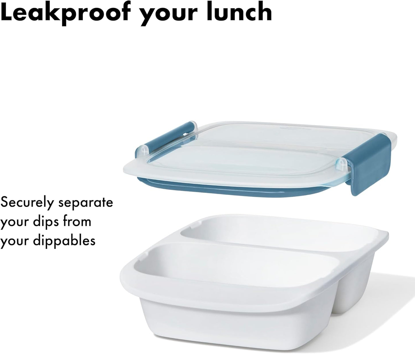 OXO Good Grips Prep & Go Snack & Dip Container, Snack Fuss-Free on the Move, Leakproof Reusable Small Meal Food Storage and Lid, Food Containers with Lids, Snack Organizer, 1.6 Cups/0.4 L