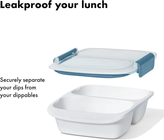 OXO Good Grips Prep & Go Snack & Dip Container, Snack Fuss-Free on the Move, Leakproof Reusable Small Meal Food Storage and Lid, Food Containers with Lids, Snack Organizer, 1.6 Cups/0.4 L