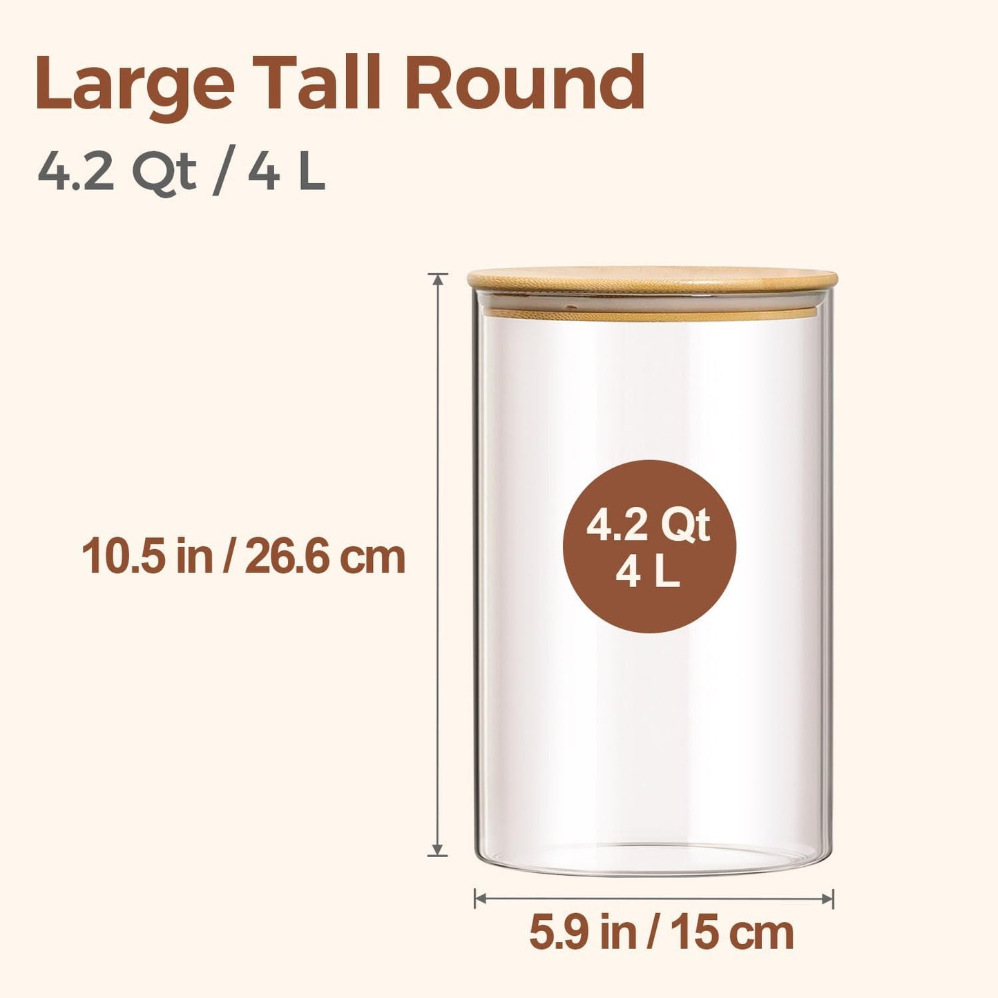 ComSaf 2Pcs Large Glass Storage Containers with Lids 4Qt, 1 Gallon Wide Mouth Flour Sugar Storage Containers, Large Capacity and Sealed for Rice, Cereal, Oat, Easy Clean and Scoop, Pantry Organization