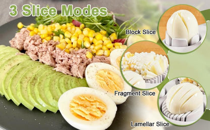 3 in 1 Egg Slicer for Kitchen – Multi-Functional Strawberry Banana Mushroom Cutter, ABS Safe Wire Blade, 3 Slice Modes, Dishwasher Safe, Lightweight 120 g, Gift for Salad Lover