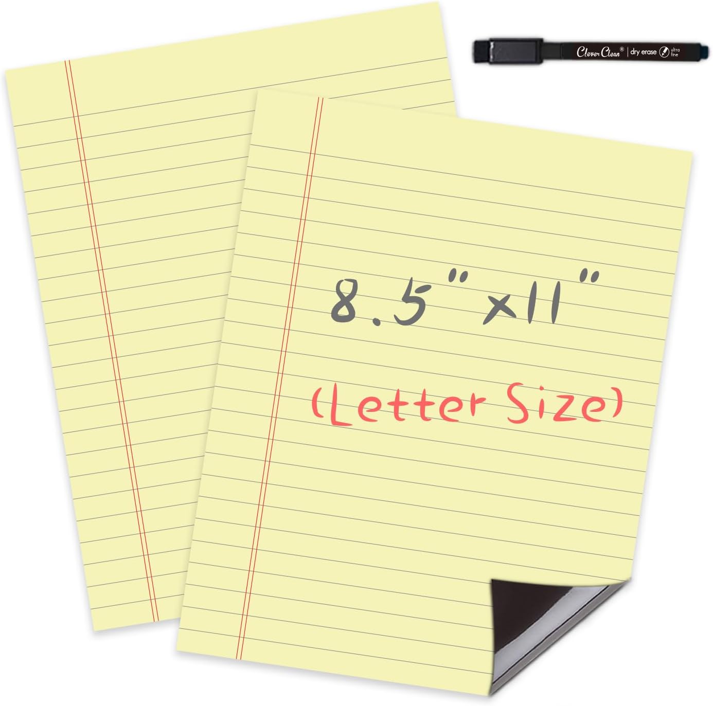Magnetic Dry Erase Board - 8.5”x11” Dry Erase Whiteboard in 3 Colors - Reusable Blank Whiteboard for Fridge – 6 Dry Erase Markers Included
