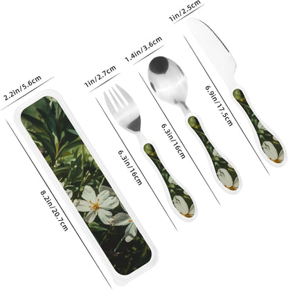 3-Piece Kids Silverware Set With Storage Case, Stainless Steel Reusable Children Safe Knife Spoon Fork Set Shih Tzu Dog Children Flatware Set For Kids Lunch Box