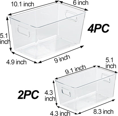ZEXALOR 10 PACK Clear Storage Bins Clear Storage Containers for Kitchen Pantry Organization, Organizing Bins with Built in Handles, Cabinet Organizers