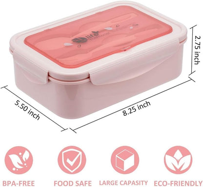 Bento Boxes for Adults - 1100 ML Bento Lunch Box Container For Kids With Spoon & Fork - Durable Perfect Size for On-the-Go Meal, BPA-Free and Food-Safe Materials(Grey)