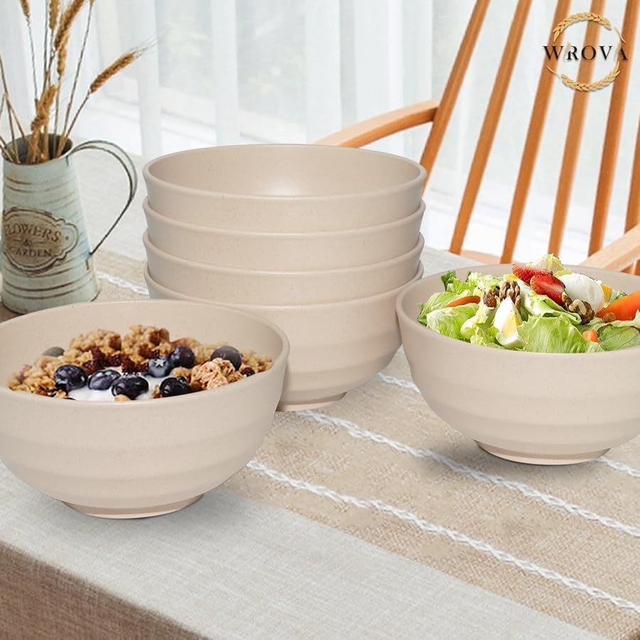 Wheat Straw Bowl Sets,8 PCS Unbreakable Cereal Bowl 26 OZ,Microwave and Dishwasher Safe Bowls,Bowl Sets for Camping and Picnic BPA Free Colorful Salad Bowls for Serving Soup,Oatmeal and Fruit Etc…