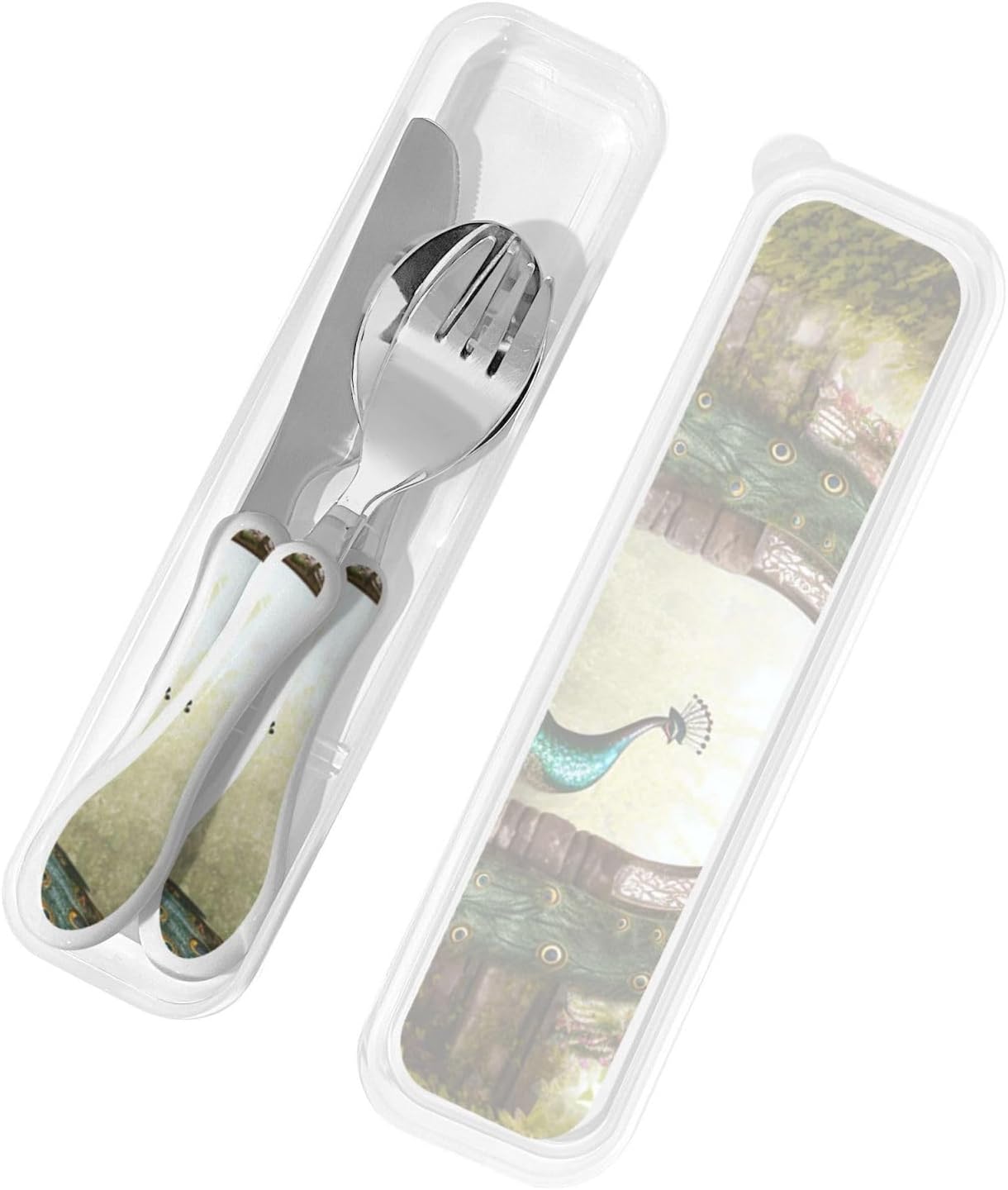 3-Piece Kids Silverware Set With Storage Case, Stainless Steel Reusable Children Safe Knife Spoon Fork Set Blue Active Girl Running Sunset Children Flatware Set For Kids Lunch Box - Colors A