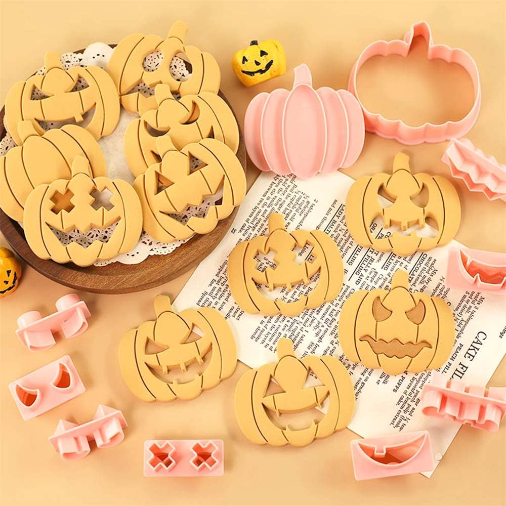 Mini Pumpkin Cookie Cutters, DIY 3d Halloween Raised Design Cookie Stamps
