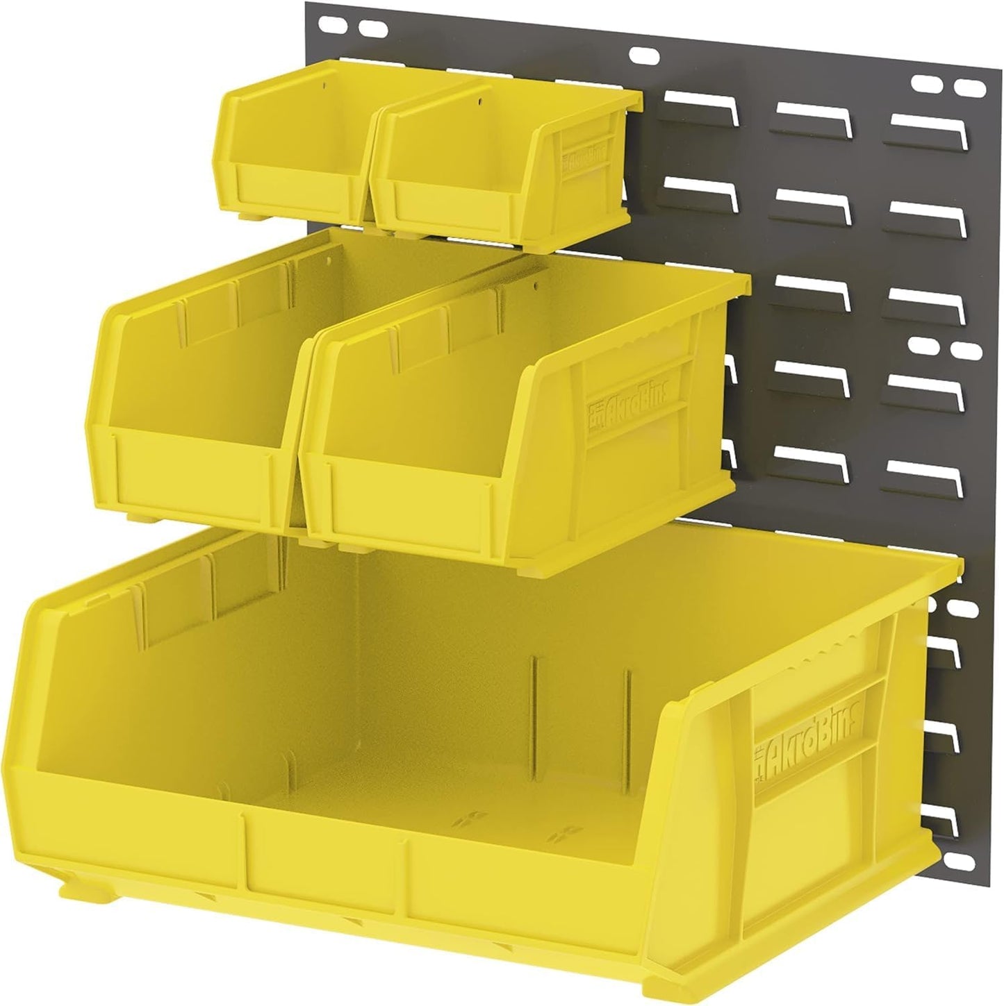 Akro-Mils 30210 AkroBins Plastic Storage Bins, Space-Saving Stackable Bins for Garage, Pantry, Craft Organization, 5" x 4" x 3", Black, 24-Pack