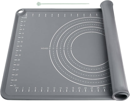 Extra Large Silicone Baking Mat for Countertops, Extra Thick 28" x 20" Non-Slip Pastry Mat with Raised Edges and Measurements, Food-Grade Dough Rolling Sheet for Kneading, Pizza, Bread,Fondant