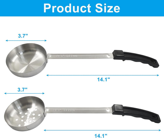 Hordion 4 Pcs Portion Control Serving Spoons Ladle Scoops (Black, 6oz)