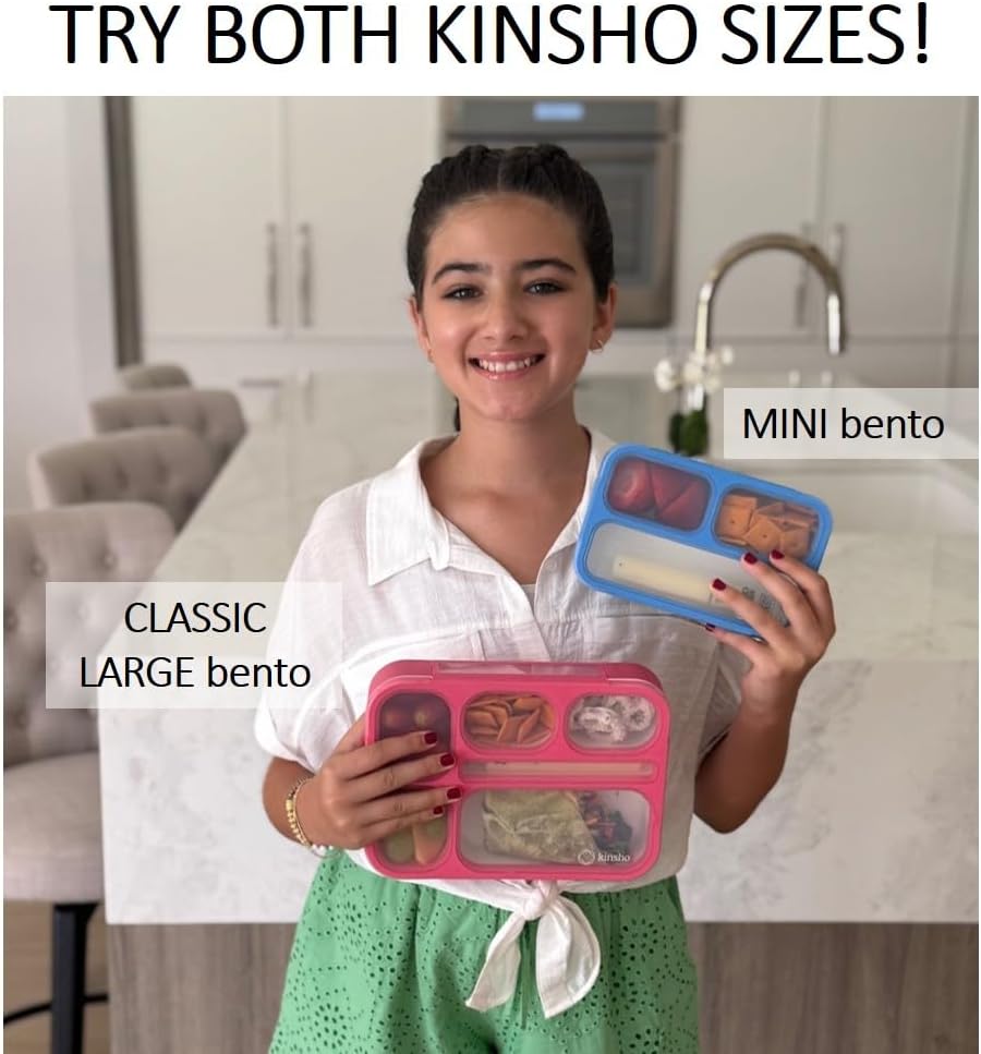 Small Snack Containers for Kids Toddlers - 3 Compartments (Set of 2) - Leak-Proof Reusable Boxes with Lids - BPA-Free Plastic Mini Bento Lunch Box - Holds 2 Cups Capacity (Pastel Blue+Teal Sparkle)