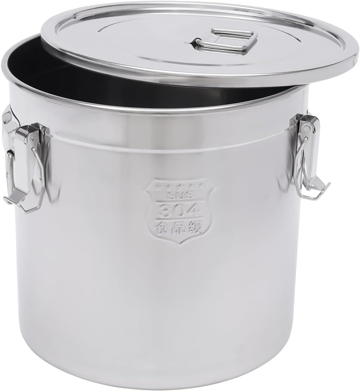 DYNAMI 12.7Gal 304 Stainless Steel Rice Storage Container,Extra Large Food Grade Canister,40-90Lbs Sealed Rice Bucket with Airtight Lid and Locking Buckle,for Rice, Flour, Grain (48L)