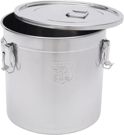 DYNAMI 12.7Gal 304 Stainless Steel Rice Storage Container,Extra Large Food Grade Canister,40-90Lbs Sealed Rice Bucket with Airtight Lid and Locking Buckle,for Rice, Flour, Grain (48L)