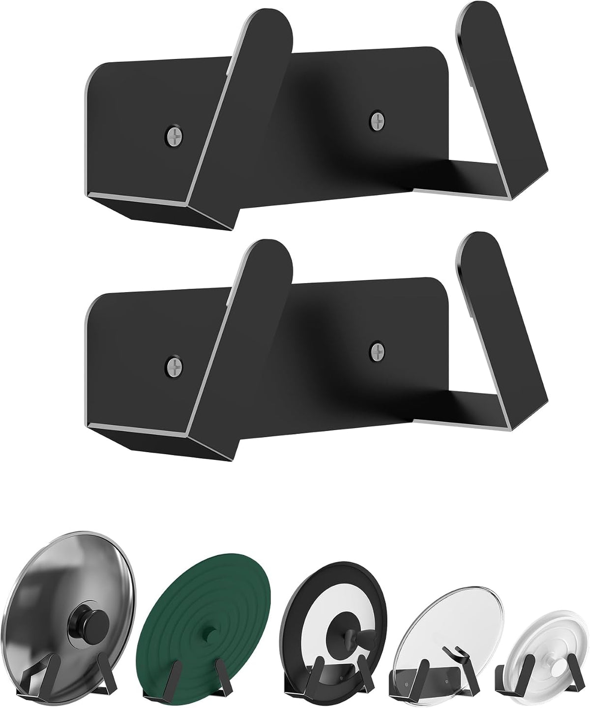 Pot Lid Organizer, 2 Pack Lid Holders Inside Cabinet, Black