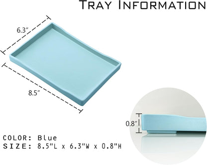 White Serving Tray (13.5 x 9.6 inch) for Serving Accessory, Elegant & Stackable Plastic Tray for Spa, Coffee, Drinks, Tea, Bar, Party, Seasoning, Perfume and Display Use.